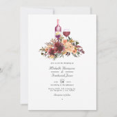 Invitation Bordo Pêcher Floral Vin Dégustation Mariage Photo (Devant)