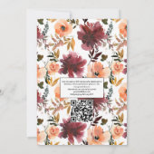 Invitation Bordo Pêcher Floral Vin Dégustation Mariage Photo (Dos)