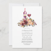 Invitation Bordo Pêcher le vin floral Thème Célébration de la (Devant)