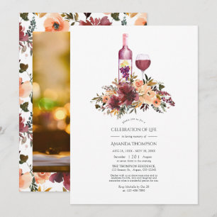 Invitation Bordo Pêcher le vin floral Thème Célébration de la