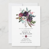 Invitation Bordo Violet Plum Floral Bridesservantes Déjeuner (Devant)