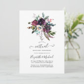 Invitation Bordo Violet Plum Floral Mariage virtuel en ligne (Debout devant)