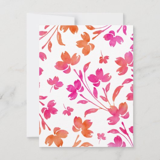 Invitation Bords de fleurs d'aquarelle rose et orange chauds (Dos)