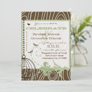 Invitation Bords verts margarita grain de bois marron