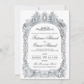 Invitation Bordure argentée classique Mariage musulman islami (Devant)