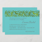 Invitation Bordure bat mitzvah Lime Vert Swirlie Toute couleu (Devant / Derrière)