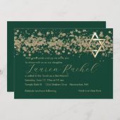 Invitation Bordure bat mitzvah or brillant sur n'importe quel (Devant / Derrière)