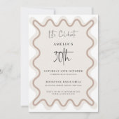 Invitation Bordure blanche beige vague 30e anniversaire Invit (Devant)