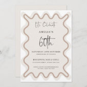 Invitation Bordure blanche beige Vague 60e anniversaire Invit (Devant / Derrière)