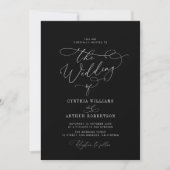 Invitation bordure blanche noir unique QR Code mariage (Devant)