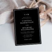 Invitation bordure blanche noir unique QR Code mariage