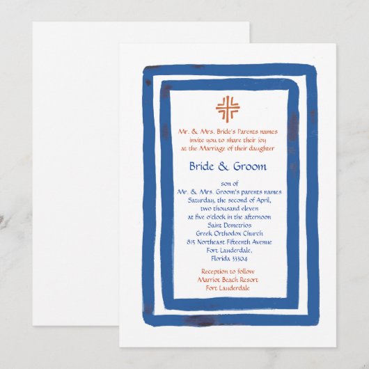 Invitation Bordure bleue (Devant / Derrière)