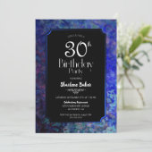 Invitation Bordure bleue Black 30e fête d'anniversaire (Debout devant)
