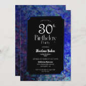 Invitation Bordure bleue Black 30e fête d'anniversaire (Devant / Derrière)