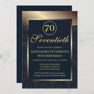 Invitation Bordure Bleue Et Or De La Marine Anniversaire