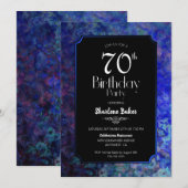 Invitation Bordure bleue Noir 70e fête d'anniversaire (Devant / Derrière)