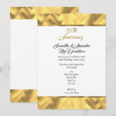 Invitation Bordure chevron doré 50e anniversaire de mariage (Devant / Derrière)