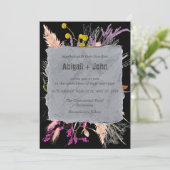 Invitation Bordure classique à fond noir avec motif floral co (Debout devant)