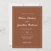 Invitation Bordure classique Mariage de script en terre cuite (Devant)