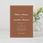 Invitation Bordure classique Mariage de script en terre cuite (Debout devant)