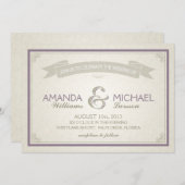Invitation Bordure classique - violet (Devant / Derrière)