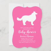 Invitation Bordure Collie Chien Baby shower Rose Girl (Devant)