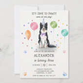Invitation Bordure Collie Pawty Chien Chien Chien Chiot Anniv (Devant)