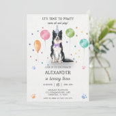 Invitation Bordure Collie Pawty Chien Chien Chien Chiot Anniv (Debout devant)
