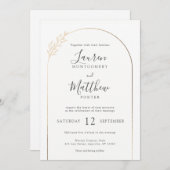 Invitation Bordure d'arc doré moderne avec Mariage de détail  (Devant / Derrière)