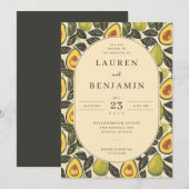 Invitation Bordure d'avocat vert rustique (Devant / Derrière)