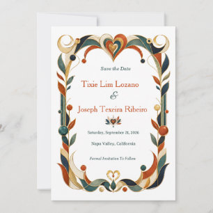 Invitation Bordure de carton d'invitation de mariage Art Déco
