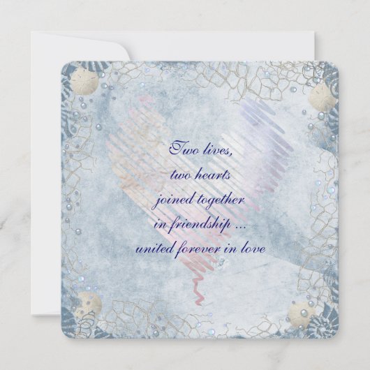 Invitation Bordure de coquillage bleu avec filet (Devant)