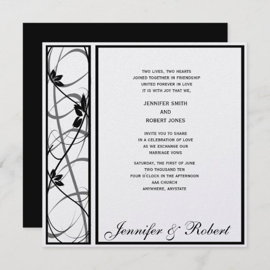 Invitation Bordure de défilement noir (Devant / Derrière)