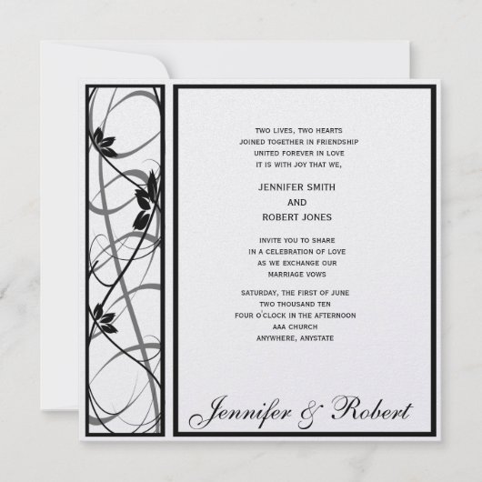 Invitation Bordure de défilement noir (Devant)