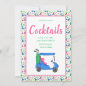 Invitation Bordure de fête cocktail de chariot de golf bleu p (Devant)