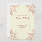 Invitation Bordure de Fleur de Coin Rouge Beige Boho Mariage (Devant)