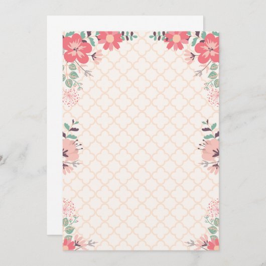 Invitation bordure de fleurs (Devant / Derrière)
