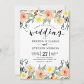 Invitation Bordure de fleurs couleur pastel (Devant)