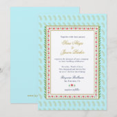 Invitation Bordure de fleurs d'aquarelle Aqua mariage indien (Devant / Derrière)