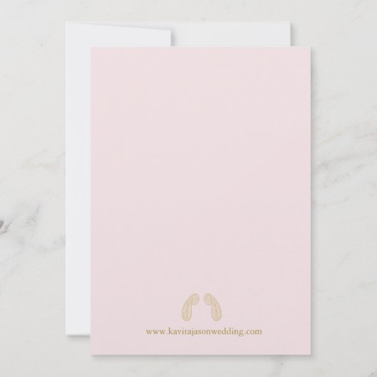 Invitation Bordure de fleurs d'aquarelle mariage indien rose (Dos)