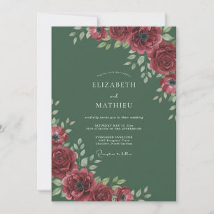 Invitation Bordure de fleurs de mariage riche en Bourgogne