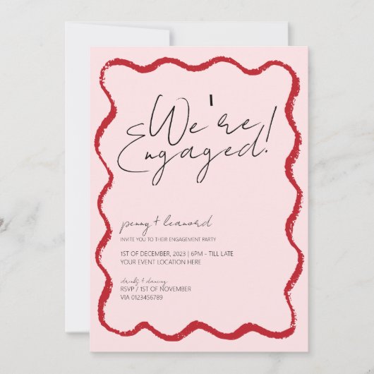 Invitation Bordure de la bordure de la saint-bascule Fiançail (Devant)