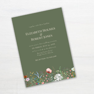 Invitation Bordure de mariage de prairie de fleurs sauvages v