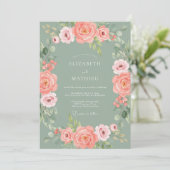 Invitation Bordure de mariage Fleur de corail (Debout devant)
