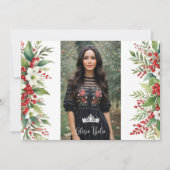 Invitation Bordure de Noël XVs Holly Sweet Floral Espagnol (Devant)