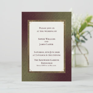 Invitation Bordure de nœud celtique tartan rouge foncé pour m