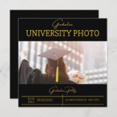 Invitation Bordure de papier d'aluminium élégant noir diplômé (Devant / Derrière)