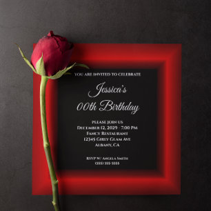 Invitation Bordure de photo rouge Anniversaire noir Tout âge