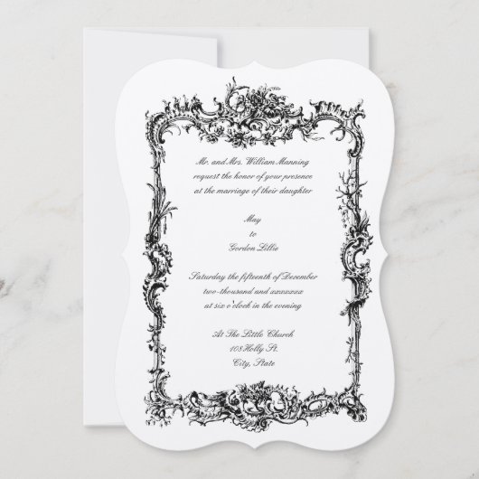 Invitation Bordure de rococo baroque antique (Devant)