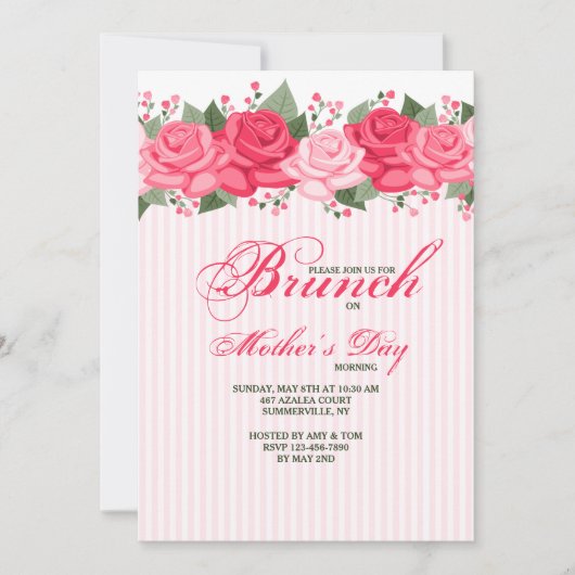 Invitation Bordure de Roses (Devant)